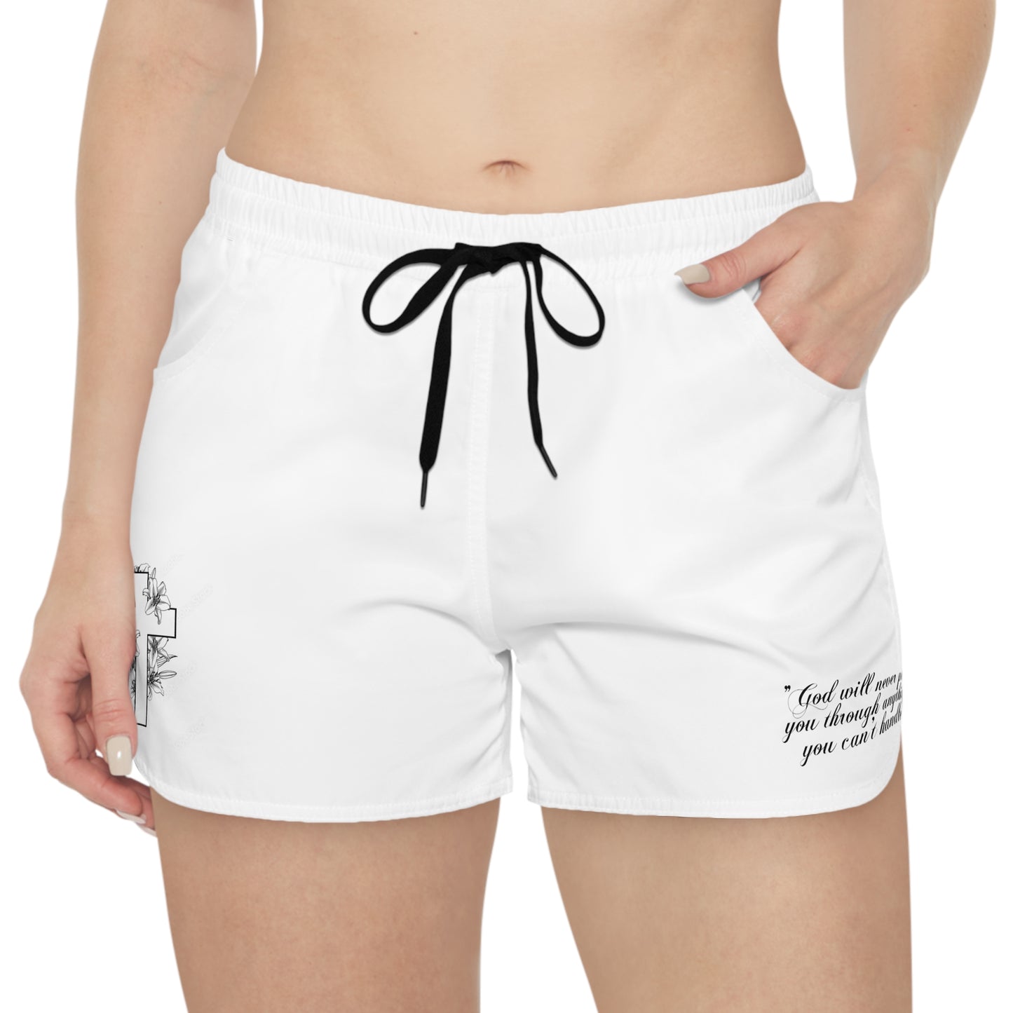 Women's Casual Christian Shorts "Floral Cross Design 2"