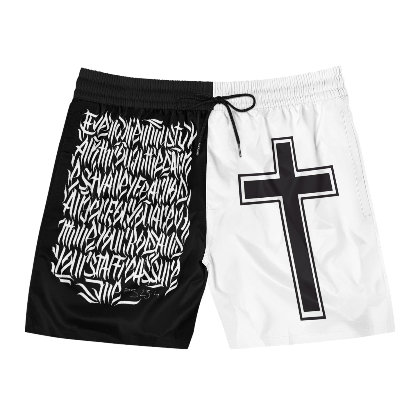 Men's Mid-Length Christian Shorts "Black & White"
