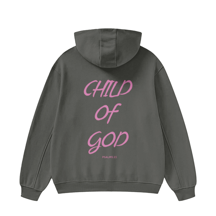 Unisex High Neck Insulated Solid Color Fleece Hoodie "Child Of God"