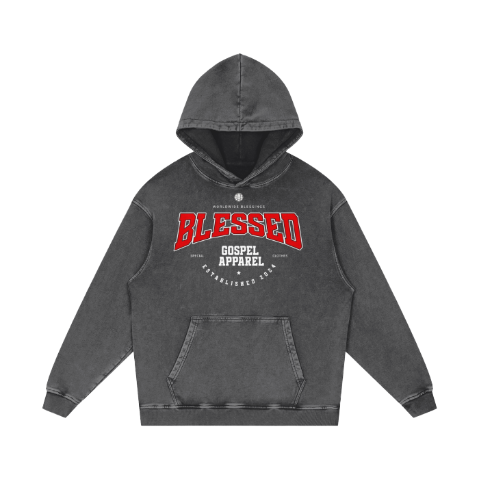 Unisex Acid Wash Oversize Hoodie "Blessed"