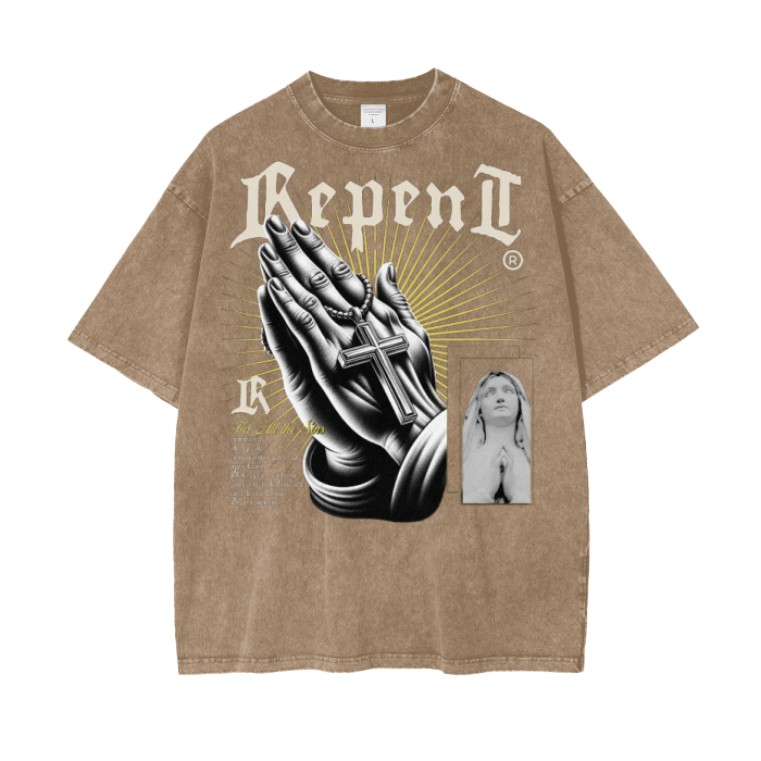 Unisex Acid Wash Oversize T-Shirt "Repent"