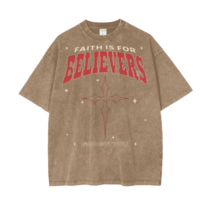 Unisex Acid Wash Oversize T-Shirt "Faith Is For Believers"