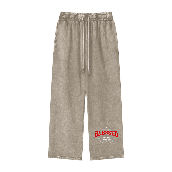 Unisex Acid Wash Straight Leg Pants "Blessed"