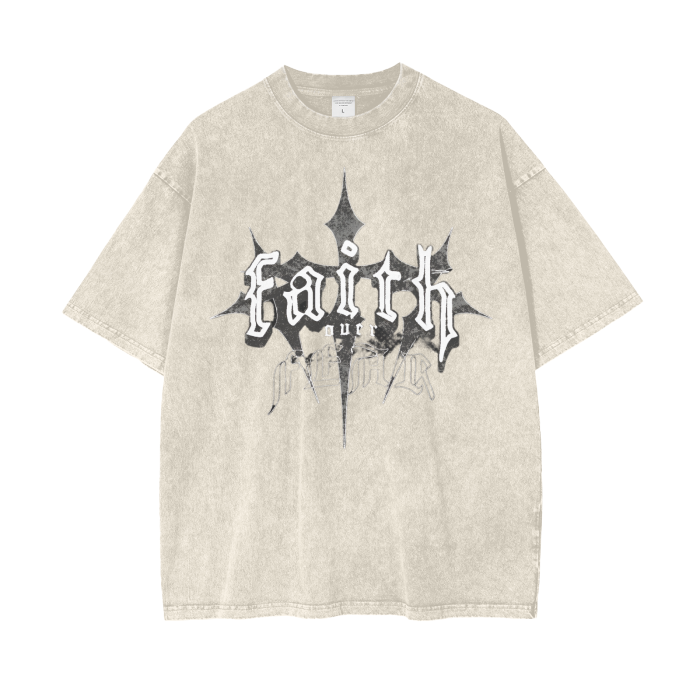 Unisex Acid Wash Oversize T-Shirt "Faith Over Fear 4"