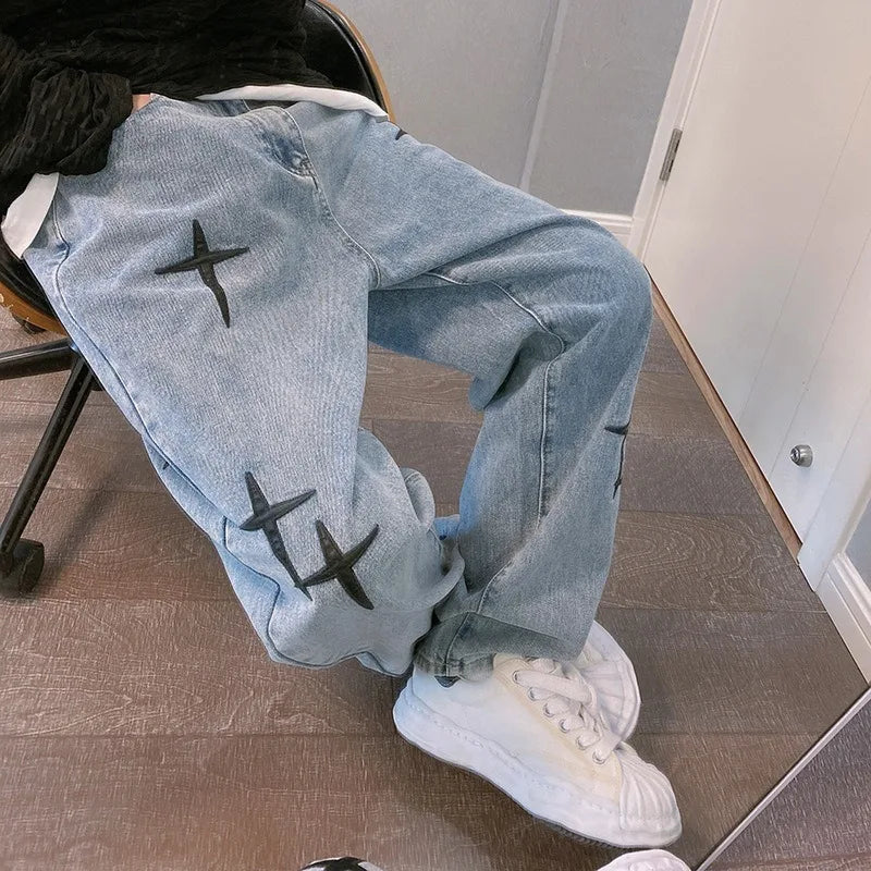 Vintage Fashion Straight Casual Loose Denim Jean's