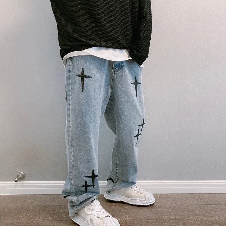 Vintage Fashion Straight Casual Loose Denim Jean's