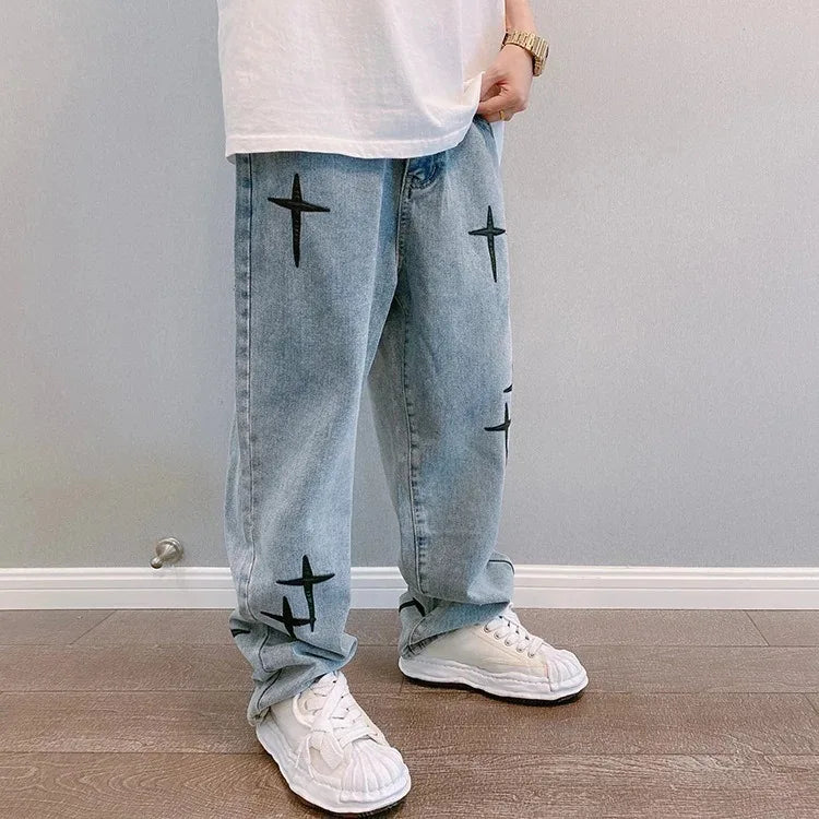 Vintage Fashion Straight Casual Loose Denim Jean's