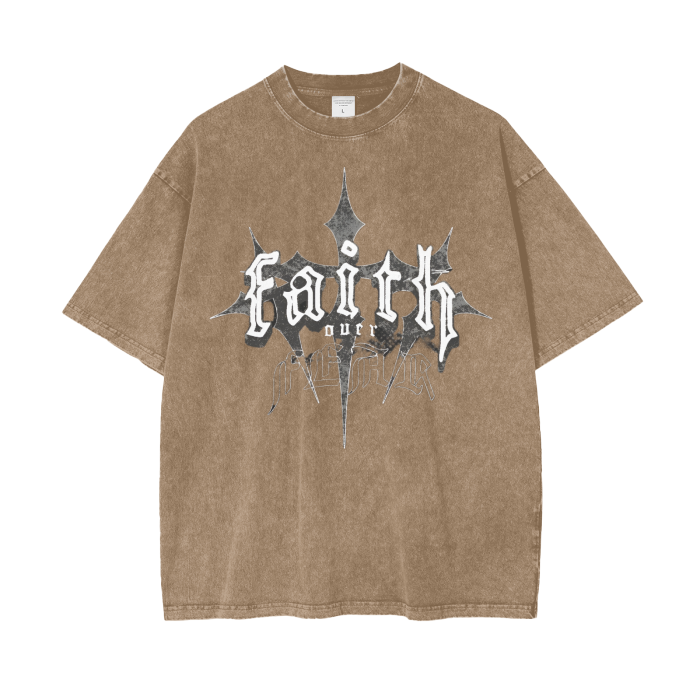 Unisex Acid Wash Oversize T-Shirt "Faith Over Fear 4"