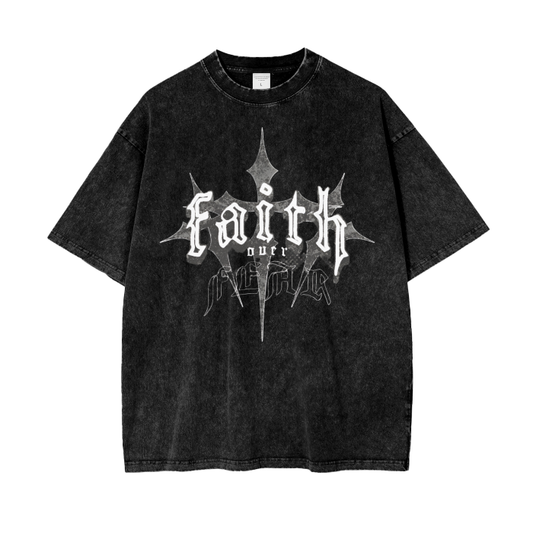 Unisex Acid Wash Oversize T-Shirt "Faith Over Fear 4"
